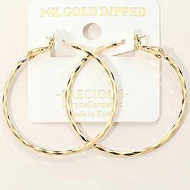 14K Gold Dipped Hypoallergenic Twisted Hoop Earrings