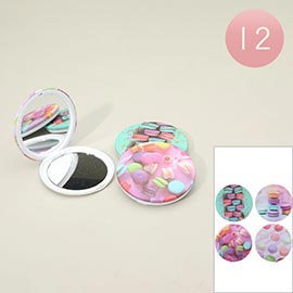12PCS - Macaron Printed Cosmetic Mirrors