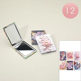 12PCS - Floral High Heel Illustration Printed Cosmetic Mirrors