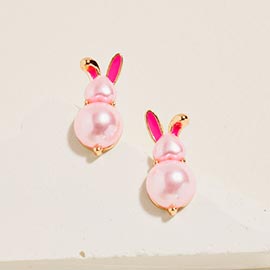 Pearly Easter Bunny Stud Earrings