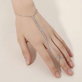 Rhinestone Accent Delicate Hand Chain Bracelet