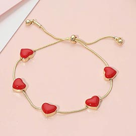 Enamel Heart Station Adjustable Cinch Pull Tie Bracelet