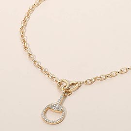 Rhinestone Paved Horseshoe Accent Necklace