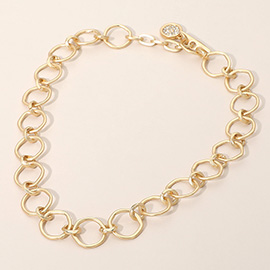 Linked Circle Chain Toggle Necklace