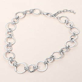 Hammered Metal Ring Link Necklace