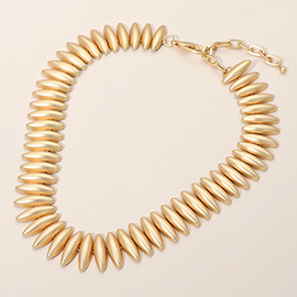 Bold Sleek Sculpted Rib Statement Collar Necklace