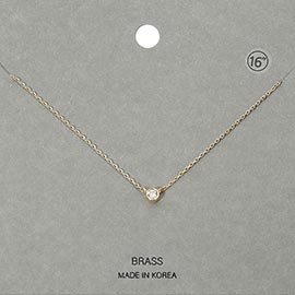 Minimal Round Stone Bezel Pendant Necklace