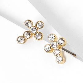 Crystal Cross Stud Earrings