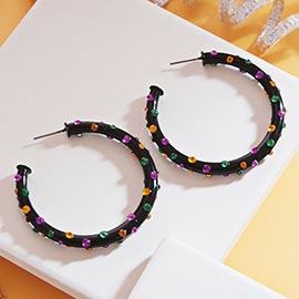 Mardi Gras Rhinestone Embellished Hoop Earrings