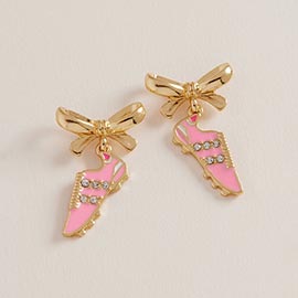 Soccer Cleat Bow Dangle Earrings