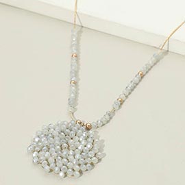 Round Beaded Pendant Statement Necklace