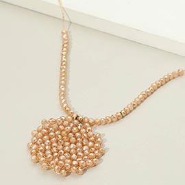 Round Beaded Pendant Statement Necklace