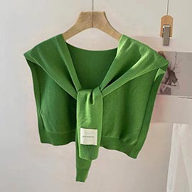 Knitted Sleeveless Tie Vest Shoulder Wrap
