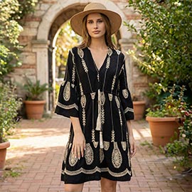 Bohemian Embroidered Bell Sleeves Dress