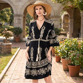 Floral Embroidered Bohemian Mini Dress