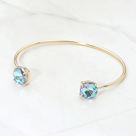 Faceted Round Stone Cluster Tip Cuff Bracelet