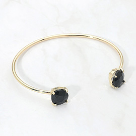 Faceted Round Stone Cluster Tip Cuff Bracelet