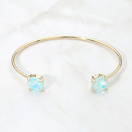 Faceted Round Stone Cluster Tip Cuff Bracelet