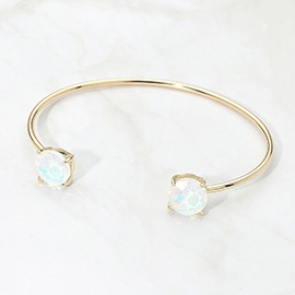Faceted Round Stone Cluster Tip Cuff Bracelet