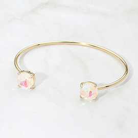 Faceted Round Stone Cluster Tip Cuff Bracelet