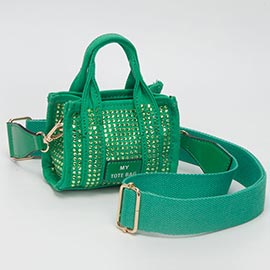 Rhinestone Studded Mini Top Handle Crossbody Bag