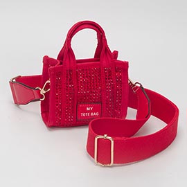 Rhinestone Studded Mini Top Handle Crossbody Bag