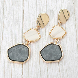 Abstract Geometric Resin Plate Link Drop Earrings