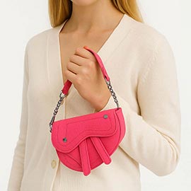 Faux Leather Mini Saddle Shoulder Crossbody Bag