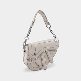 Faux Leather Mini Saddle Shoulder Crossbody Bag