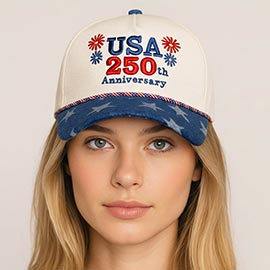USA 250th Anniversary Patriotic Embroidered Baseball Cap