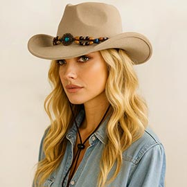 Beaded Western Concho Band Cowboy Hat