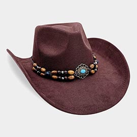 Beaded Western Concho Band Cowboy Hat