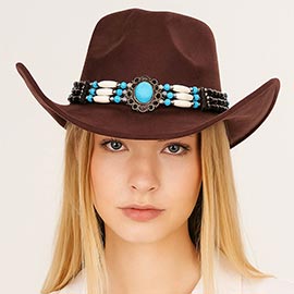 Beaded Western Concho Band Cowboy Hat