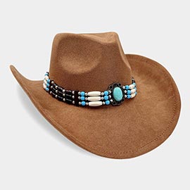 Beaded Western Concho Band Cowboy Hat