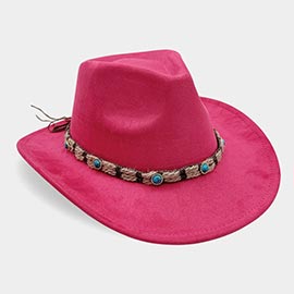 Boho Stone Accent Braided Band Western Cowboy Hat