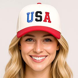 USA Embroidered Solid Baseball Cap