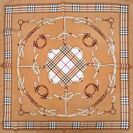 Abstract Horseshoe Printed Square Silky Satin Bandana Scarf