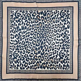 Leopard Printed Square Silky Satin Bandana Scarf