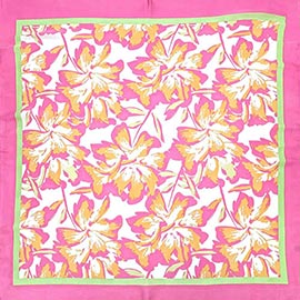 Hawaiian Floral Printed Square Silky Satin Bandana Scarf