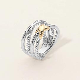 Two Tone Interwoven Crisscross Accent Ring