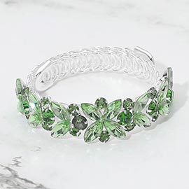 Floral Marquise Round Stone Cluster Adjustable Evening Bracelet