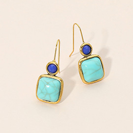 Square Stone Drop Earrings