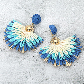 Raffia Fan Drop Dangle Earrings