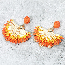 Raffia Fan Drop Dangle Earrings
