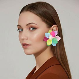 Bold Resin Petal Flower Statement Earrings