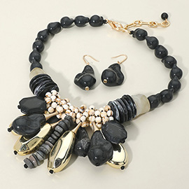 Bold Multi Charm Beaded Chunky Statement Necklace