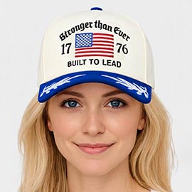 Stronger Than Ever 1776 American USA Flag Leaf Embroidered Baseball Cap