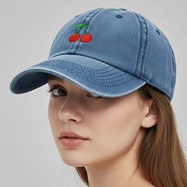 Cherry Embroidery Baseball Cap