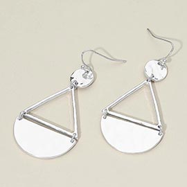 Geometric Hammered Metal Triangle Drop Earrings