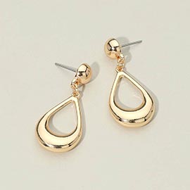 Metal Open Teardrop Dangle Earrings